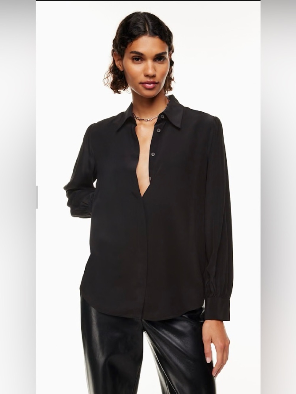 Babaton 100% Silk Finta Black Shirt